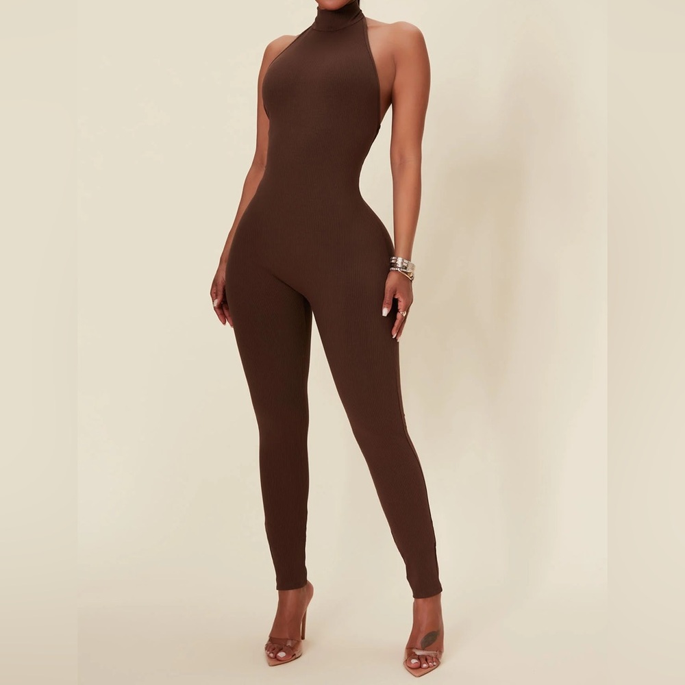 Cassandra Light Snatched Jumpsuit - brown - size small